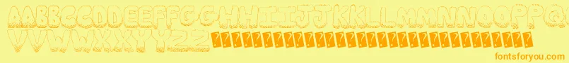 Munchies-Schriftart – Orangefarbene Schriften auf gelbem Hintergrund