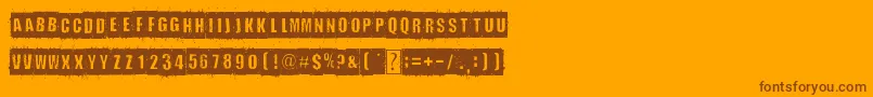 DistortYouALesson-Schriftart – Braune Schriften auf orangefarbenem Hintergrund