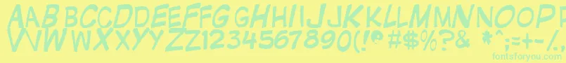 Fonte Gnatfont – fontes verdes em um fundo amarelo