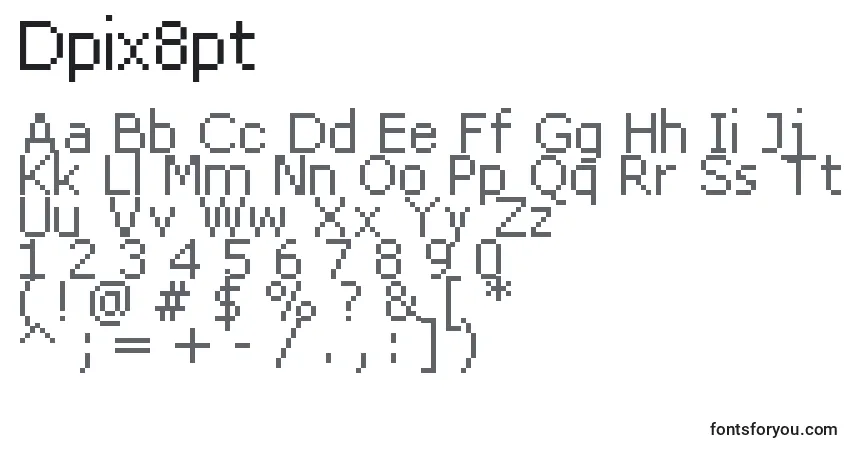 Шрифт Dpix8pt – алфавит, цифры, специальные символы
