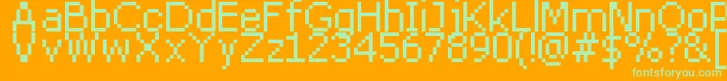 Dpix8pt-Schriftart – Grüne Schriften auf orangefarbenem Hintergrund