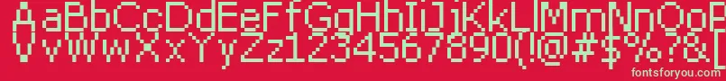 フォントDpix8pt – 赤い背景に緑の文字