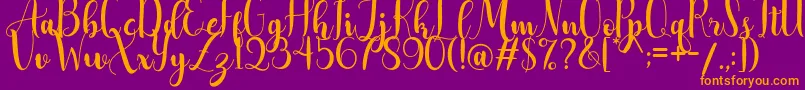 AdreenascriptDemo Font – Orange Fonts on Purple Background
