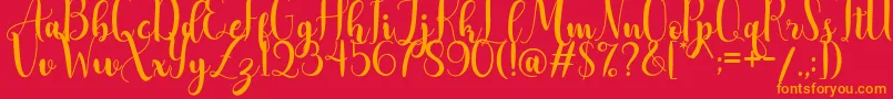 AdreenascriptDemo Font – Orange Fonts on Red Background