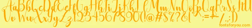 AdreenascriptDemo Font – Orange Fonts on Yellow Background