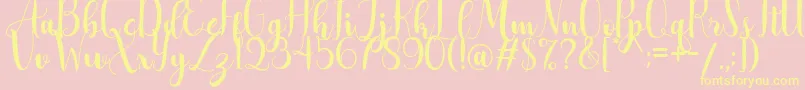 AdreenascriptDemo-Schriftart – Gelbe Schriften auf rosa Hintergrund