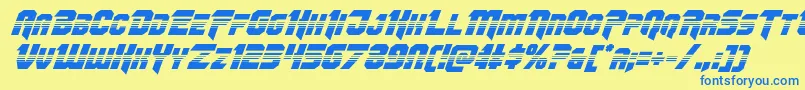 Omegaforcehalfital12 Font – Blue Fonts on Yellow Background