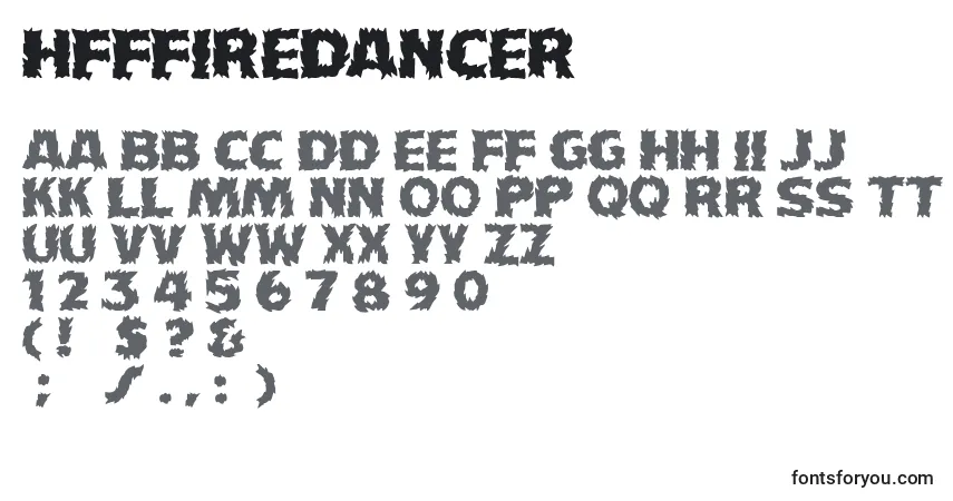 A fonte HffFireDancer (99987) – alfabeto, números, caracteres especiais