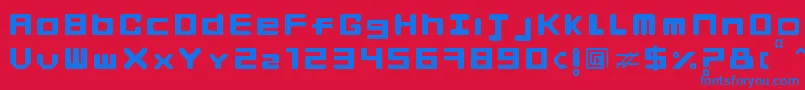 FingerManiac-Schriftart – Blaue Schriften auf rotem Hintergrund
