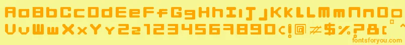 フォントFingerManiac – オレンジの文字が黄色の背景にあります。