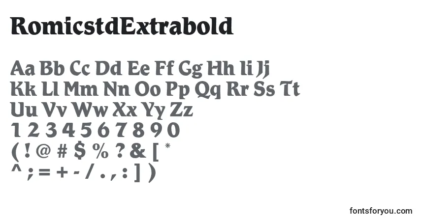 A fonte RomicstdExtrabold – alfabeto, números, caracteres especiais