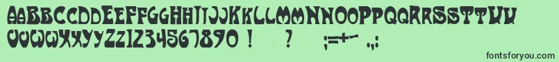 ArtNouveau1910-fontti – mustat fontit vihreällä taustalla