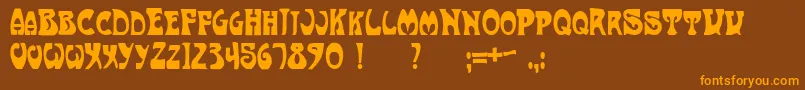 Weitere Informationen zur ArtNouveau1910-Schriftart ArtNouveau1910-Schriftart – Orangefarbene Schriften auf braunem Hintergrund