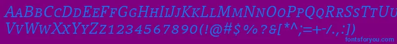 CompatilLetterLtComItalicSmallCaps Font – Blue Fonts on Purple Background