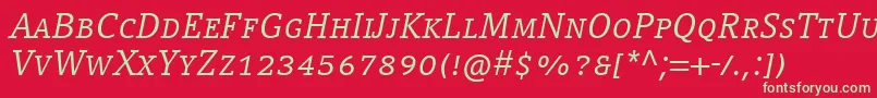 フォントCompatilLetterLtComItalicSmallCaps – 赤い背景に緑の文字