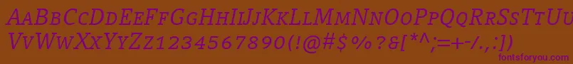 CompatilLetterLtComItalicSmallCaps Font – Purple Fonts on Brown Background