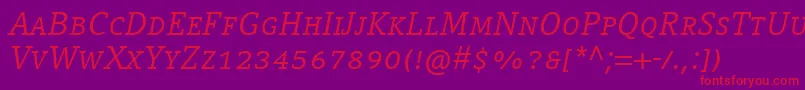CompatilLetterLtComItalicSmallCaps Font – Red Fonts on Purple Background