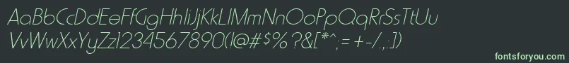 Fonte HammerthinItalic – fontes verdes em um fundo preto