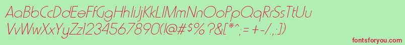 HammerthinItalic-Schriftart – Rote Schriften auf grünem Hintergrund