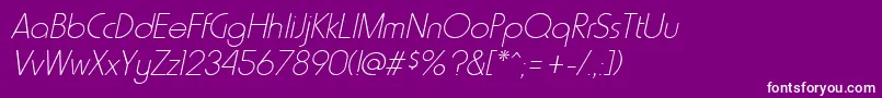 Fonte HammerthinItalic – fontes brancas em um fundo violeta