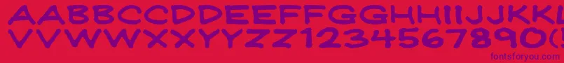 Czcionka Jeffreyprintwide – fioletowe czcionki na czerwonym tle