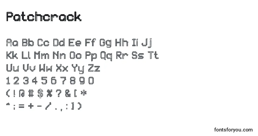 Patchcrack (99996)フォント–アルファベット、数字、特殊文字