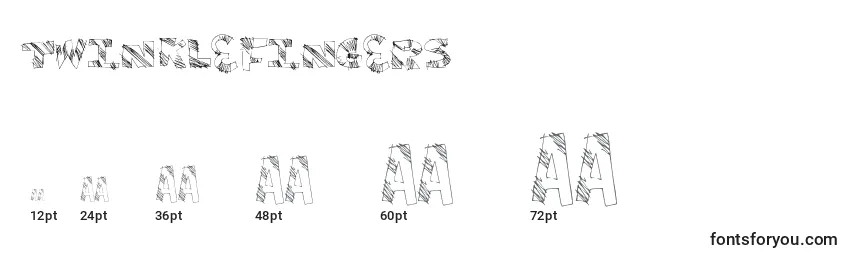 Twinklefingers Font Sizes
