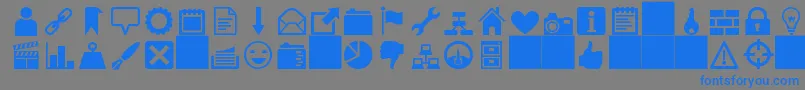 フォントHeydingsIcons – 灰色の背景に青い文字