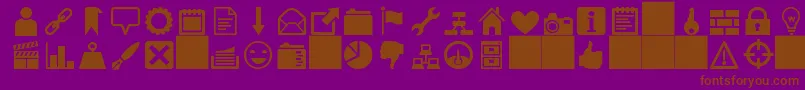 HeydingsIcons-Schriftart – Braune Schriften auf violettem Hintergrund