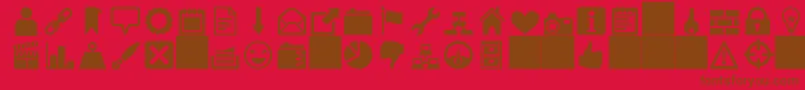 HeydingsIcons-Schriftart – Braune Schriften auf rotem Hintergrund