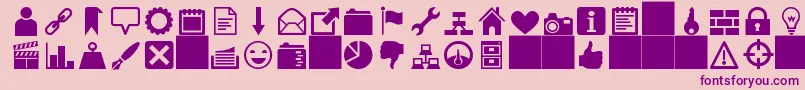 フォントHeydingsIcons – ピンクの背景に紫のフォント