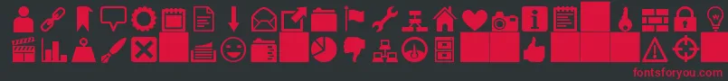 HeydingsIcons Font – Red Fonts on Black Background