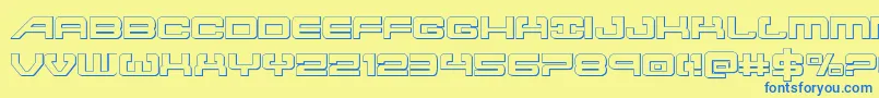 Atlantia3D2-Schriftart – Blaue Schriften auf gelbem Hintergrund