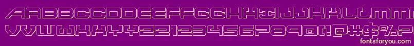 Atlantia3D2-Schriftart – Gelbe Schriften auf violettem Hintergrund